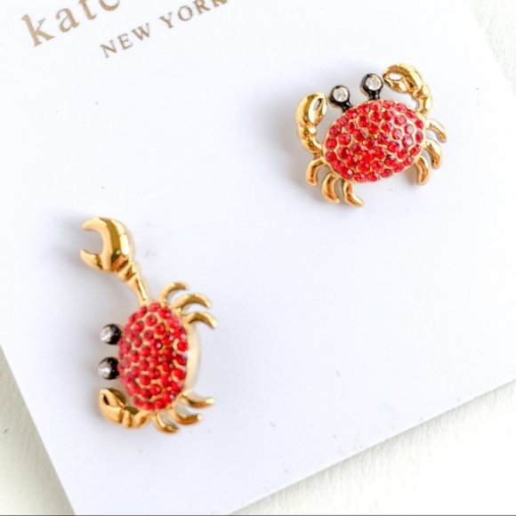 kate spade red crab crystal earrings cute adorable animal - Picture 2 of 4